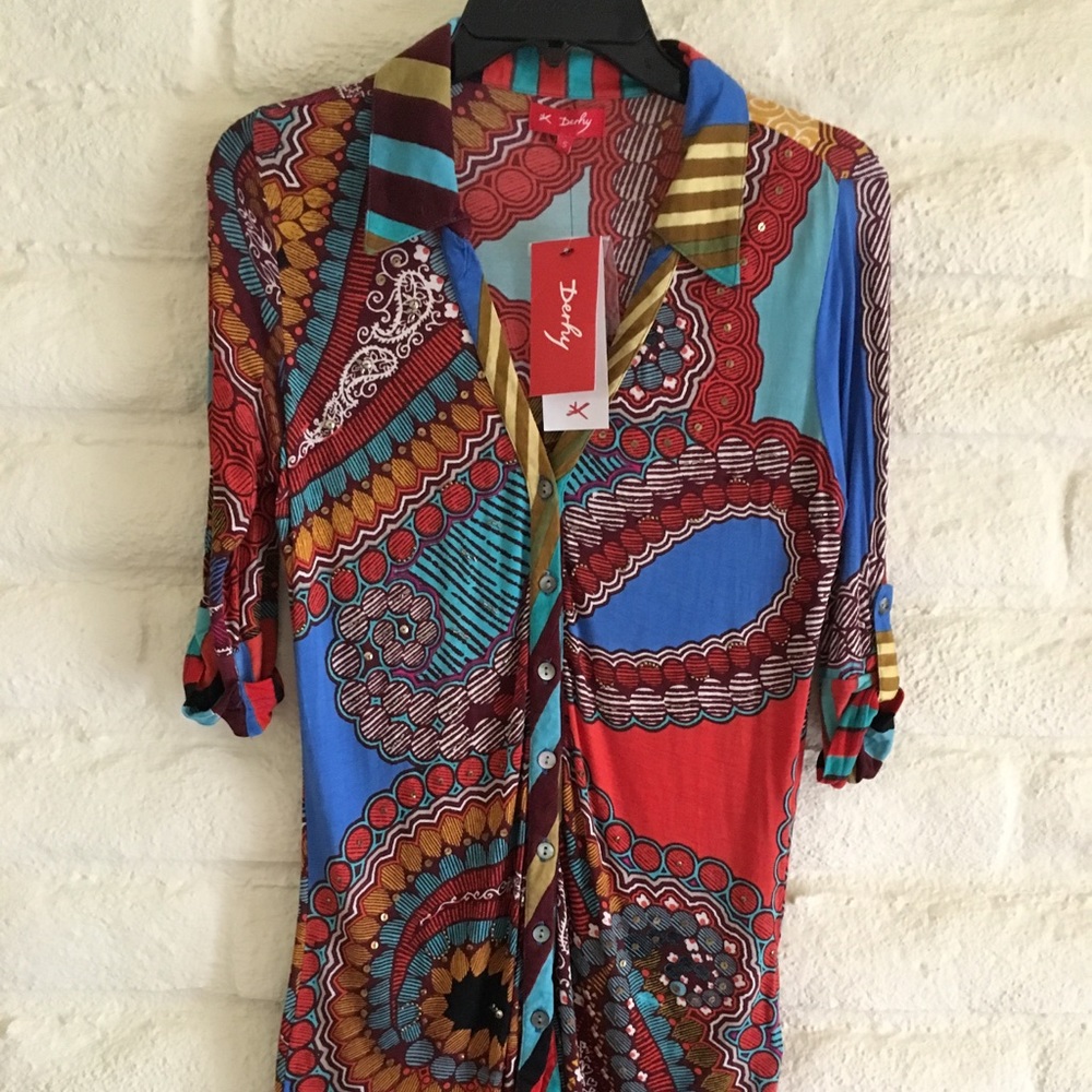 Derhy UK  Button Down Tunic Blouse